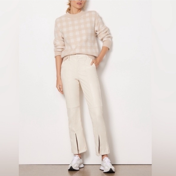 Evereve Womens Pullover Crew Neck Beige Collette Checkered Sweater, Small - Picture 3 of 8